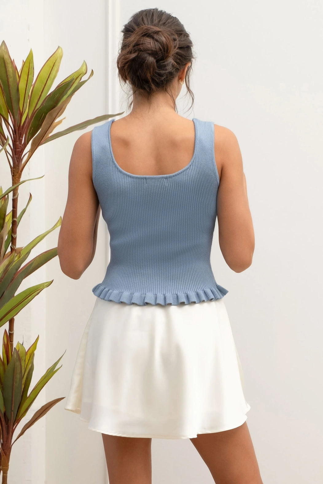 Ribbed Peplum Knit Tank Top
