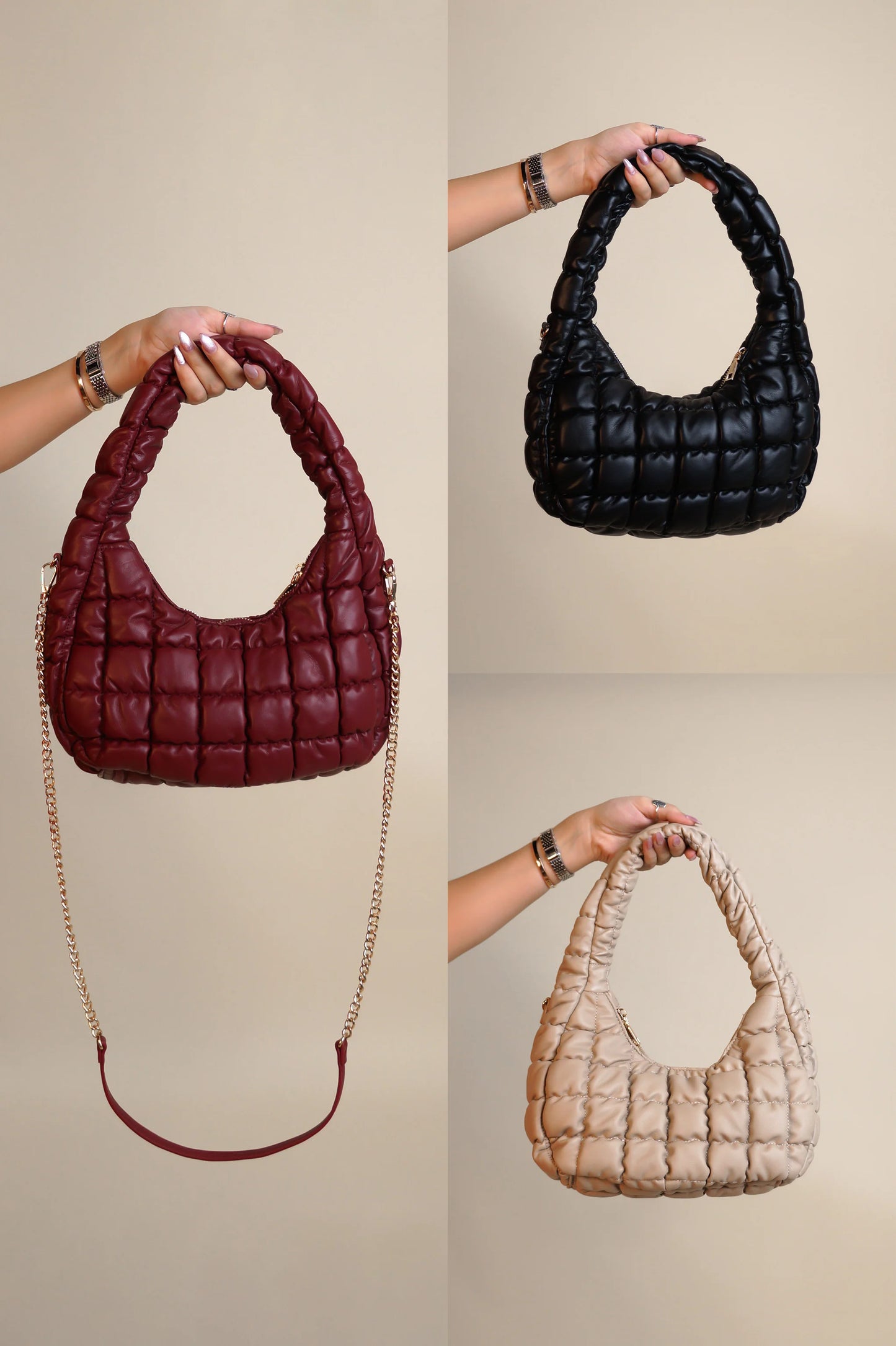 ✨Quilted Puffer Bag Trio – Luxe Edition✨