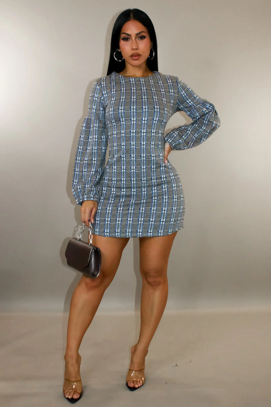 Plaid Bodycon Long Sleeve Dress